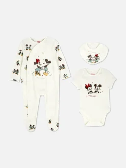 Ensembles Et Tenues|Primark Grenouillère, Body Et Bavoir Disney Mickey Mouse Et Minnie Mouse Ivoire