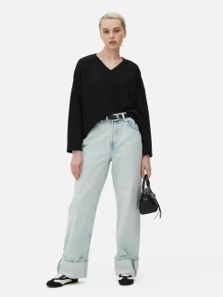 Hauts Et T-Shirts|Primark Haut à Manches Longues Avec Coutures à Coordonner Noir