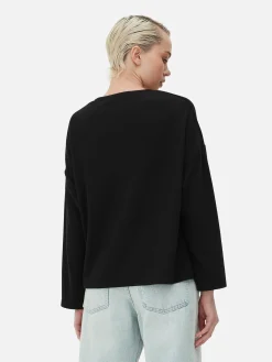 Hauts Et T-Shirts|Primark Haut à Manches Longues Avec Coutures à Coordonner Noir