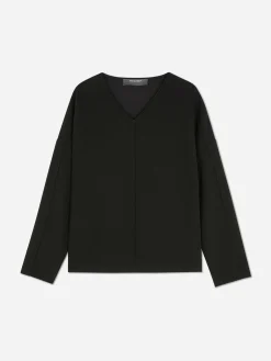 Hauts Et T-Shirts|Primark Haut à Manches Longues Avec Coutures à Coordonner Noir