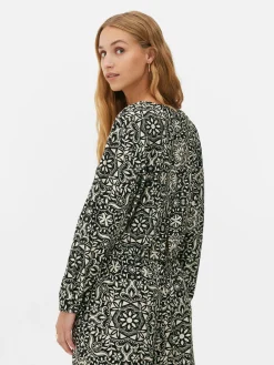 Chemises Et Blouses|Primark Haut à Manches Longues Avec Cordon De Serrage à Coordonner Noir/Blanc