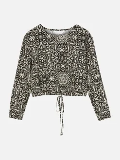 Chemises Et Blouses|Primark Haut à Manches Longues Avec Cordon De Serrage à Coordonner Noir/Blanc