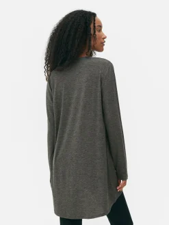 Hauts Et T-Shirts|Primark Haut à Manches Longues Et à Ourlet Arrondi Anthracite