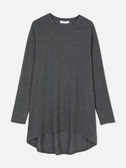 Hauts Et T-Shirts|Primark Haut à Manches Longues Et à Ourlet Arrondi Anthracite