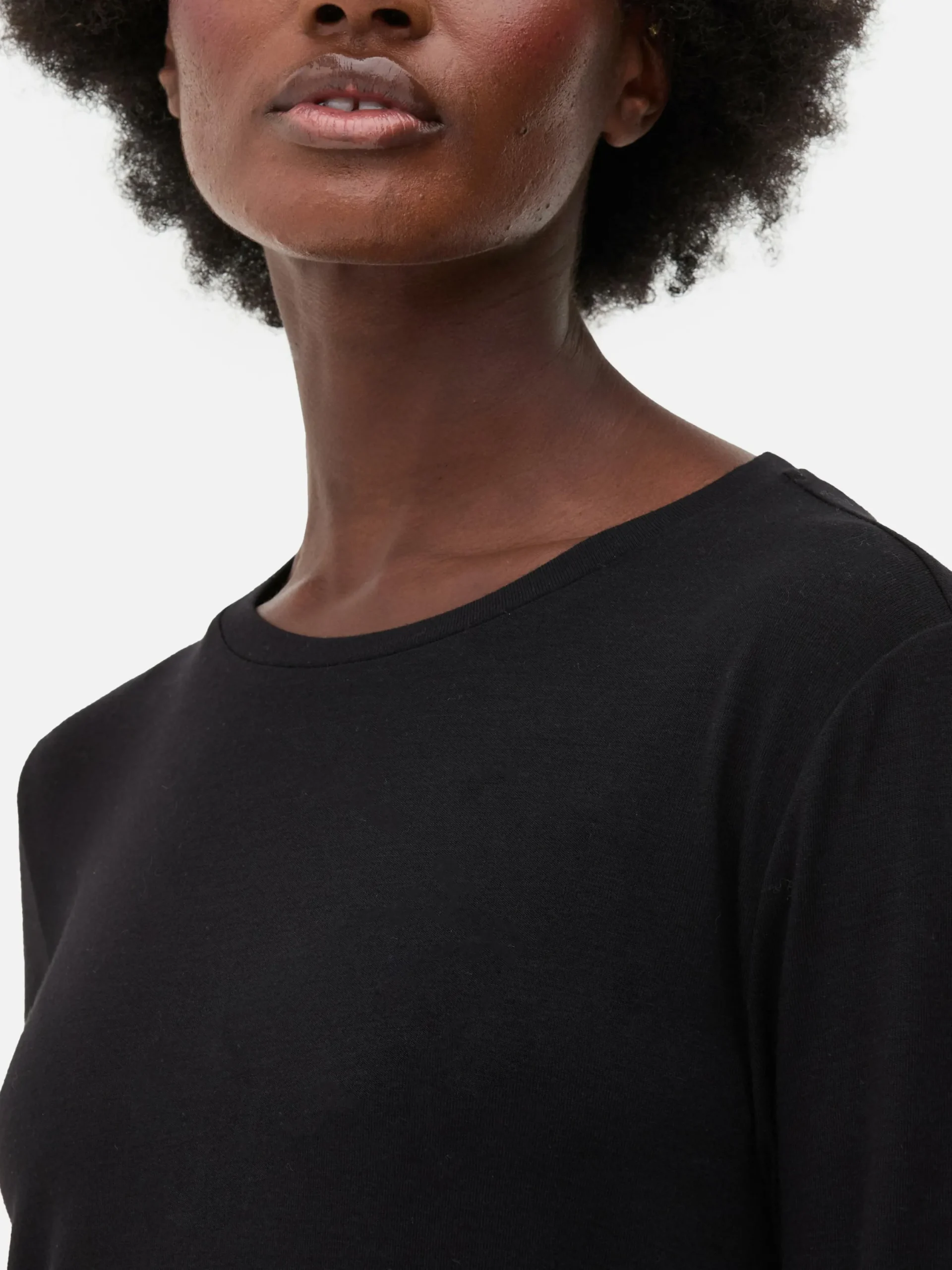 Hauts Et T-Shirts|Primark Haut à Manches Longues Et à Ourlet Arrondi Noir