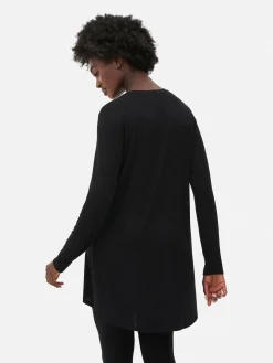 Hauts Et T-Shirts|Primark Haut à Manches Longues Et à Ourlet Arrondi Noir