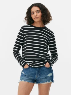 Hauts Et T-Shirts|Primark Haut à Rayures Et à Manches Longues Noir/Blanc