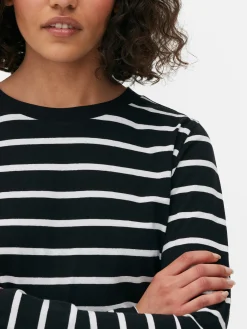 Hauts Et T-Shirts|Primark Haut à Rayures Et à Manches Longues Noir/Blanc