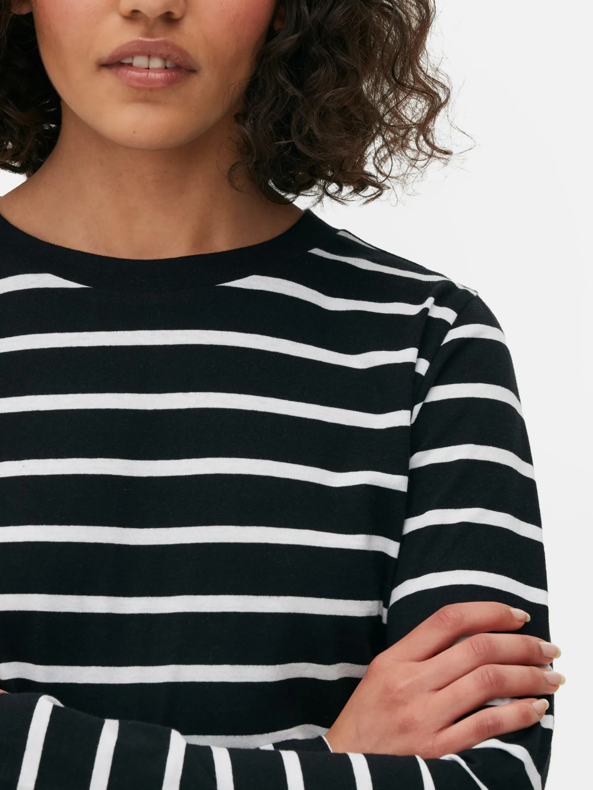 Hauts Et T-Shirts|Primark Haut à Rayures Et à Manches Longues Noir/Blanc
