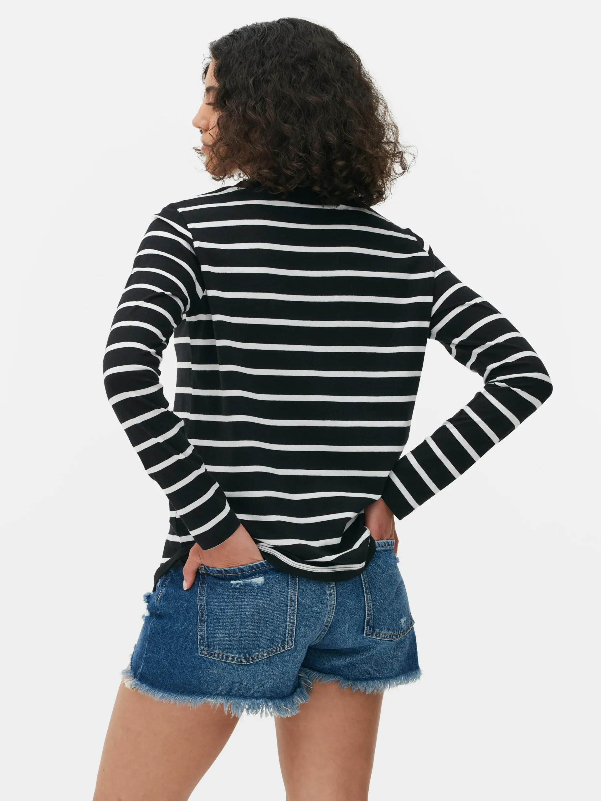 Hauts Et T-Shirts|Primark Haut à Rayures Et à Manches Longues Noir/Blanc