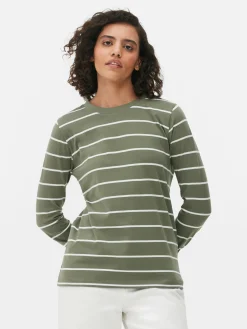 Hauts Et T-Shirts|Primark Haut à Rayures Et à Manches Longues Kaki