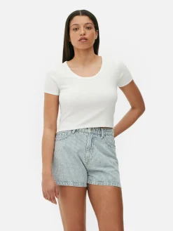Hauts Et T-Shirts|Primark Haut Court Côtelé Blanc