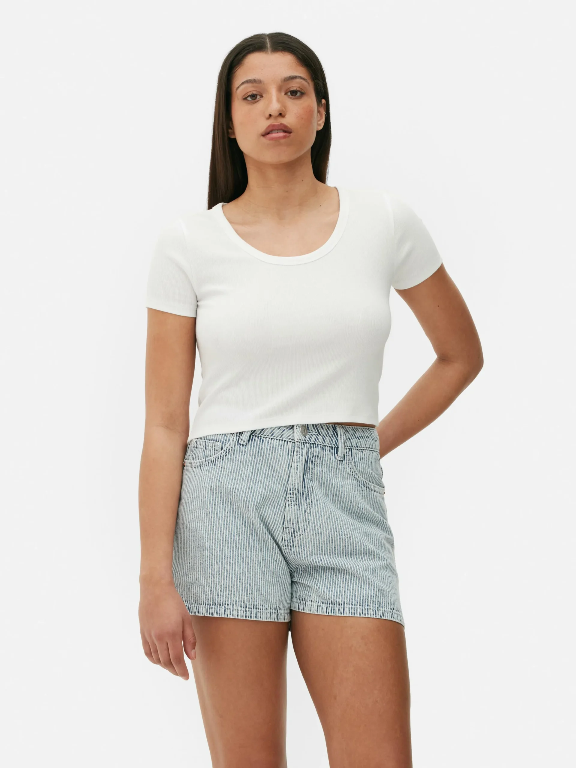 Hauts Et T-Shirts|Primark Haut Court Côtelé Blanc