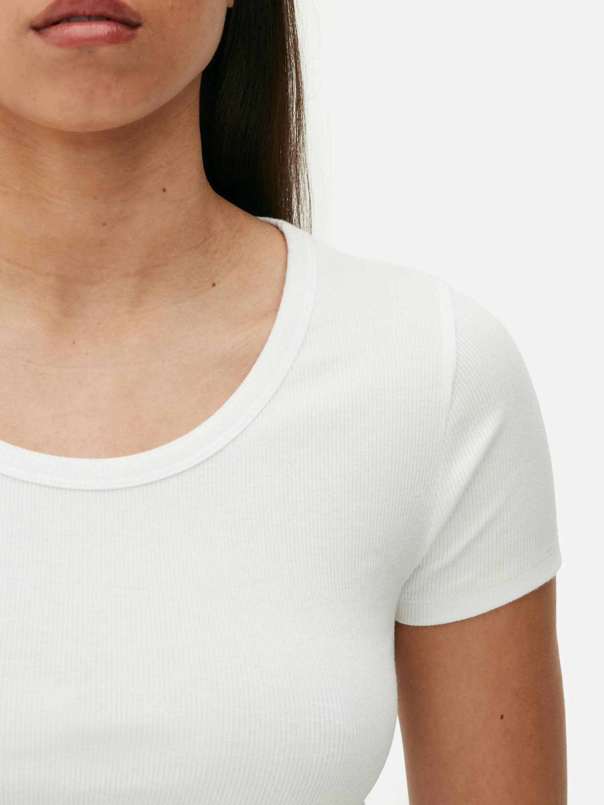 Hauts Et T-Shirts|Primark Haut Court Côtelé Blanc