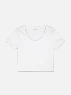 Hauts Et T-Shirts|Primark Haut Court Côtelé Blanc
