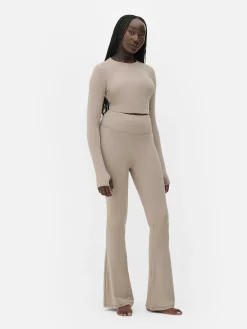 Vêtements De Sport|Primark Haut Court De Sport à Manches Longues En Tissu Ultra-doux Rita Ora Fauve