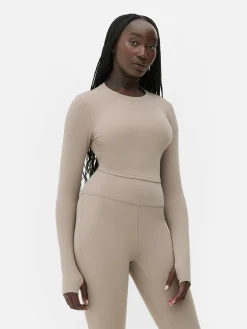 Vêtements De Sport|Primark Haut Court De Sport à Manches Longues En Tissu Ultra-doux Rita Ora Fauve