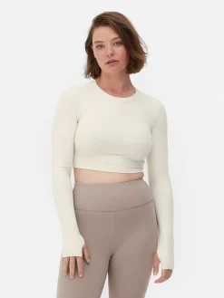 Vêtements De Sport|Primark Haut Court De Sport à Manches Longues En Tissu Ultra-doux Rita Ora Ivoire