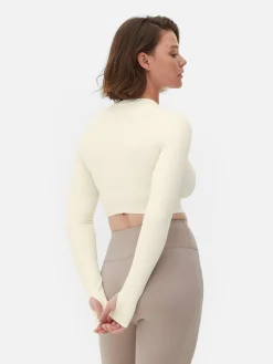 Vêtements De Sport|Primark Haut Court De Sport à Manches Longues En Tissu Ultra-doux Rita Ora Ivoire