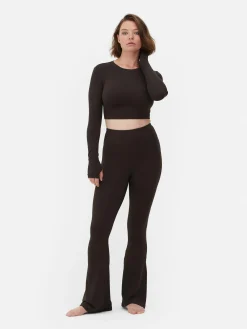 Vêtements De Sport|Primark Haut Court De Sport à Manches Longues En Tissu Ultra-doux Rita Ora Chocolat