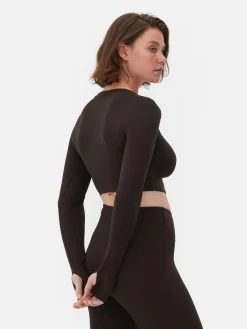 Vêtements De Sport|Primark Haut Court De Sport à Manches Longues En Tissu Ultra-doux Rita Ora Chocolat