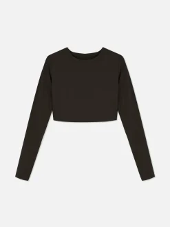 Vêtements De Sport|Primark Haut Court De Sport à Manches Longues En Tissu Ultra-doux Rita Ora Chocolat