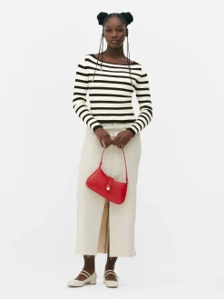 Pulls Et Gilets|Primark Haut Côtelé à Col Bateau Noir/Blanc