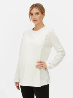 Hauts Et T-Shirts|Primark Haut De Maternité Cache-cœur à Manches Longues Écru