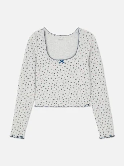 Hauts De Pyjama|Primark Haut De Pyjama Côtelé à Petites Fleurs Gris