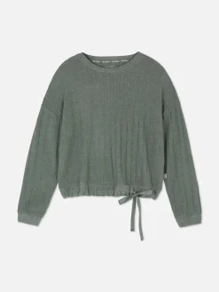 Hauts De Pyjama|Primark Haut De Pyjama Côtelé Ultra-doux à Nœud Kaki