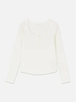 Hauts De Pyjama|Primark Haut De Pyjama En Pointelle Manche Longue Crème