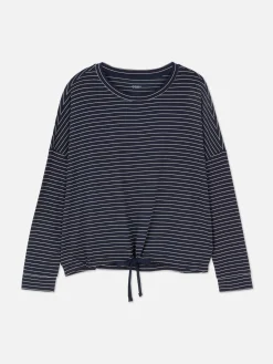 Hauts De Pyjama|Primark Haut De Pyjama Rayé à Manches Longues Bleu marine