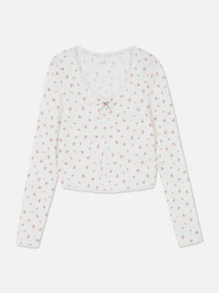 Hauts De Pyjama|Primark Haut De Pyjama Rose En Pointelle à Manches Longues Multicolore