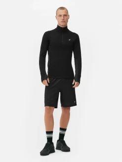 Vêtements De Sport|Hauts Et T-Shirts|Primark Haut De Sport à Manches Longues Et Col Zippé Noir