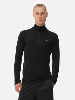 Vêtements De Sport|Hauts Et T-Shirts|Primark Haut De Sport à Manches Longues Et Col Zippé Noir