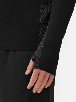 Vêtements De Sport|Hauts Et T-Shirts|Primark Haut De Sport à Manches Longues Et Col Zippé Noir