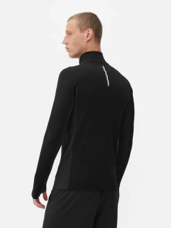 Vêtements De Sport|Hauts Et T-Shirts|Primark Haut De Sport à Manches Longues Et Col Zippé Noir
