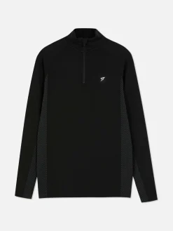 Vêtements De Sport|Hauts Et T-Shirts|Primark Haut De Sport à Manches Longues Et Col Zippé Noir