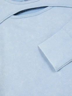 Sweats À Capuche Et Sweat-Shirts|Primark Haut Délavé à L'acide à Manches Longues Bleu