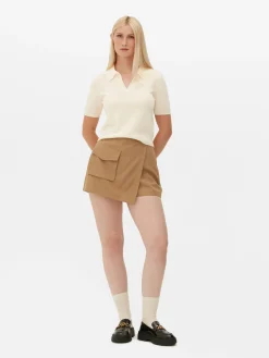 Pulls Et Gilets|Primark Haut En Maille Fine à Col Et Manches Courtes Ivoire