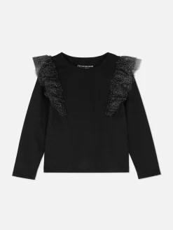 Hauts Et T-Shirts|Primark Haut En Tulle à Manches Longues Et Volants Noir
