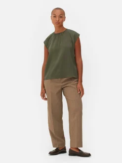 Chemises Et Blouses|Primark Haut Froncé à Mancherons Kaki