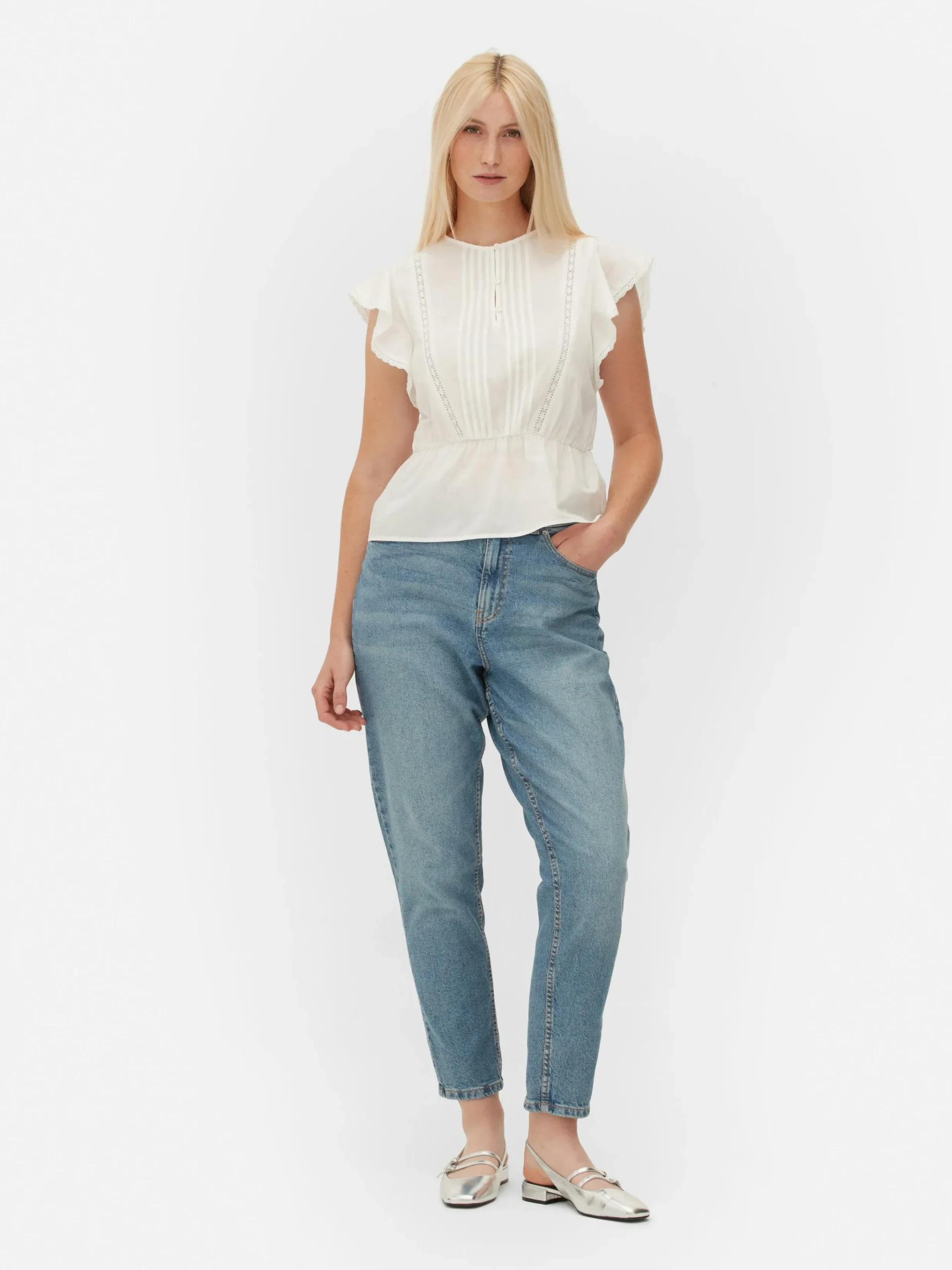 Chemises Et Blouses|Primark Haut Sans Manches En Broderie Anglaise Blanc