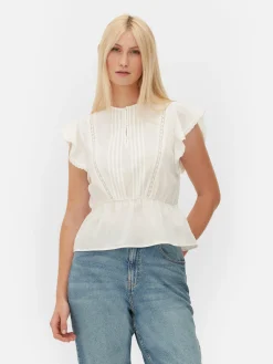Chemises Et Blouses|Primark Haut Sans Manches En Broderie Anglaise Blanc