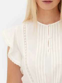 Chemises Et Blouses|Primark Haut Sans Manches En Broderie Anglaise Blanc