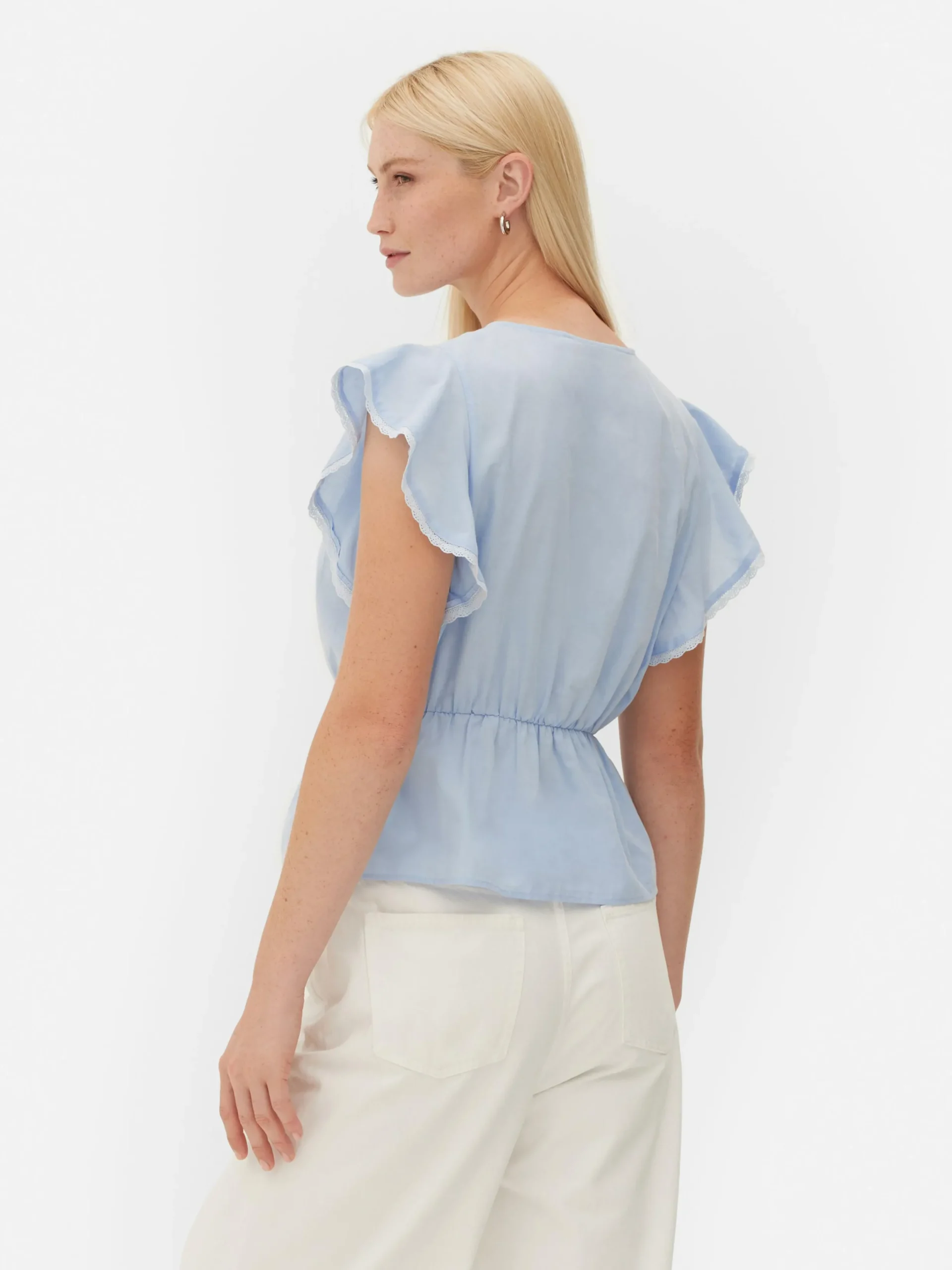 Chemises Et Blouses|Primark Haut Sans Manches En Broderie Anglaise Bleu