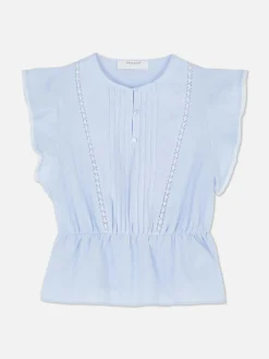 Chemises Et Blouses|Primark Haut Sans Manches En Broderie Anglaise Bleu