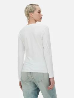 Hauts Et T-Shirts|Primark Haut Stretch à Manches Longues Blanc