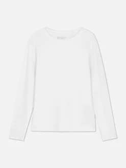 Hauts Et T-Shirts|Primark Haut Stretch à Manches Longues Blanc