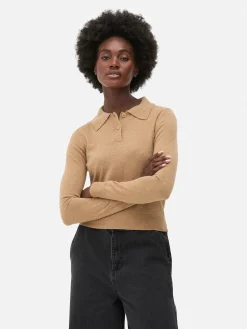 Pulls Et Gilets|Primark Haut Tricoté à Col Et à Manches Longues Camel